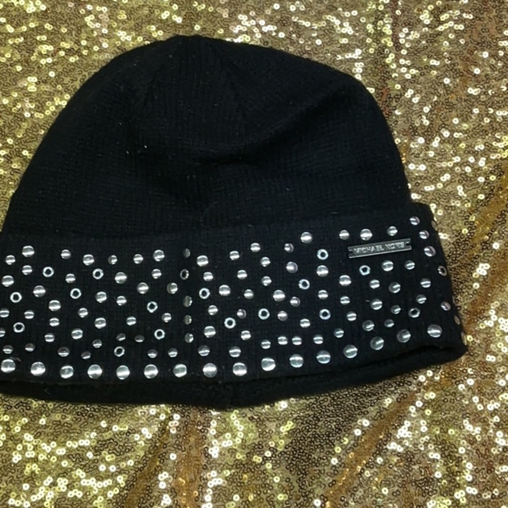 Michael Kors Black Hat with Silver Accents
